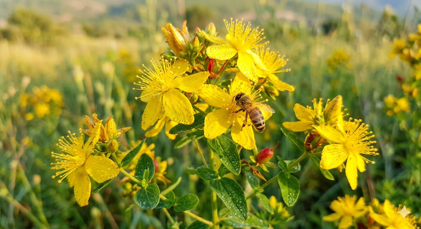 Güneşin Topraktaki Yansıması Sarı Kantaron Çiçeği 