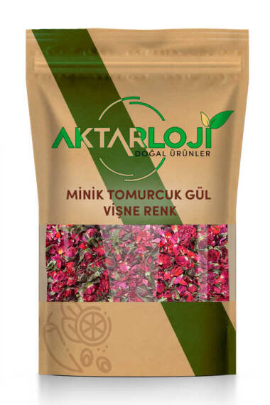 Vişne Renk Minik ve Yapraklı Tomurcuk Gül Kurusu - 1