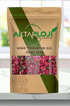 Vişne Renk Minik ve Yapraklı Tomurcuk Gül Kurusu - 1