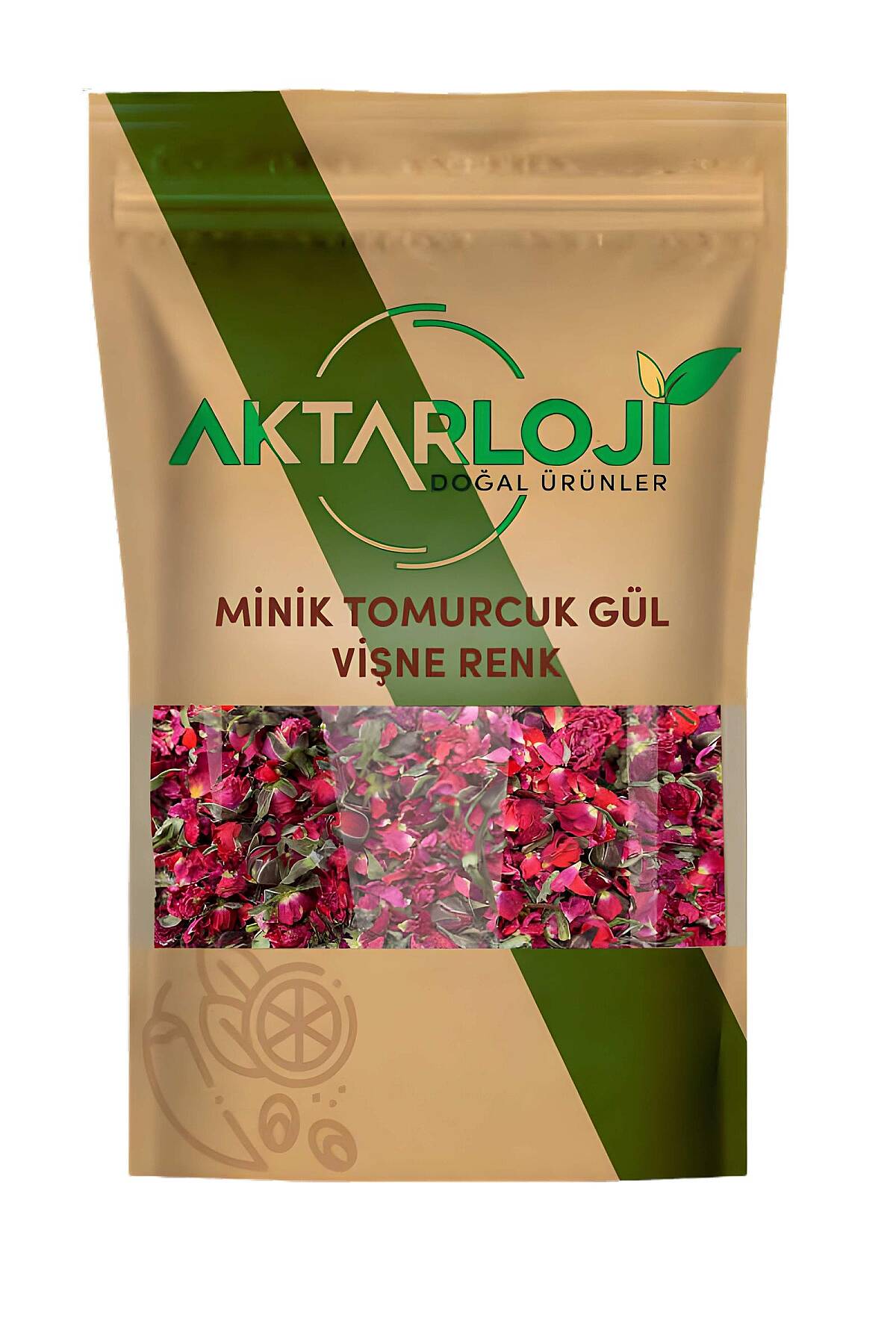 Vişne Renk Minik ve Yapraklı Tomurcuk Gül Kurusu - 2