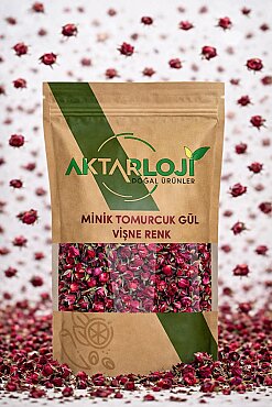 Vişne Renk Minik ve Yapraklı Tomurcuk Gül Kurusu - 6